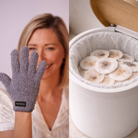 Vergleich zwischen Abschminkhandschuh und Einweg-Wattepads zur nachhaltigen Make-up-Entfernung